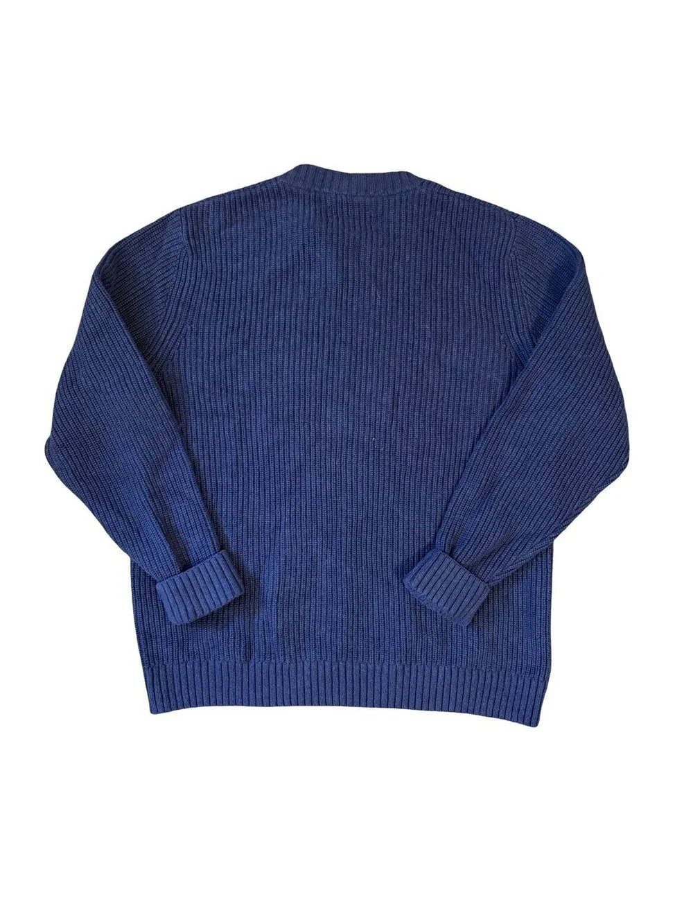Duluth Trading Men’s Size Large Blue Knit Fisherman Sweater Cotton Henley Button
